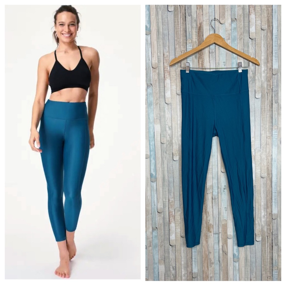 Sweaty Betty M High Rise Waist Shine 7/8 Legging Tight Teal Yoga Athletic